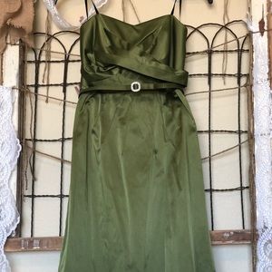Beautiful olive green strapless belted dress!